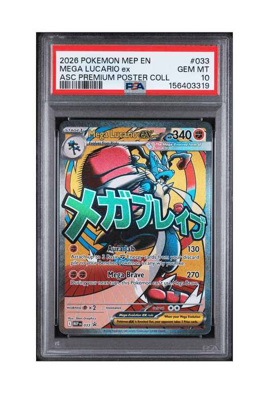 MEGA LUCARIO EX MEP033 PSA GEM MINT 10 - Ascended Heroes Premium Poster Collection Promo 2026