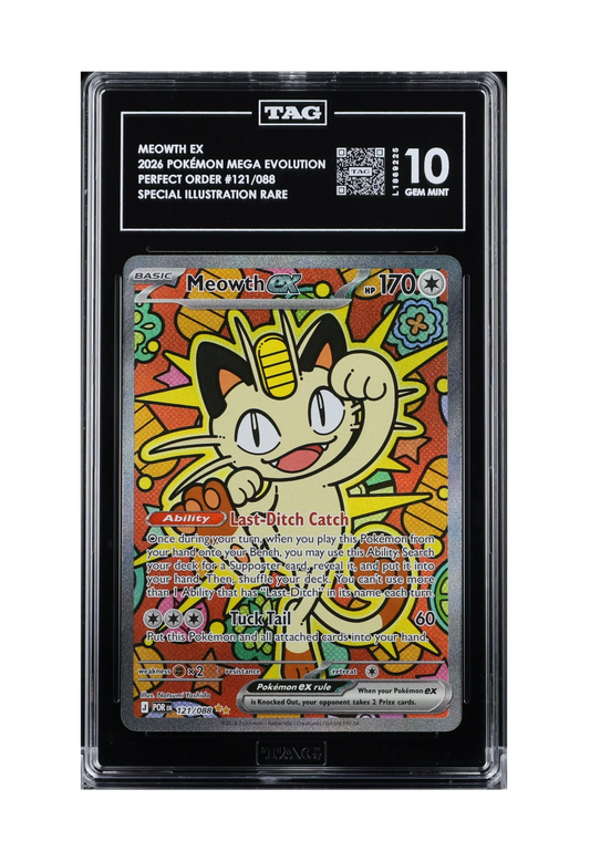 MEOWTH EX SIR 121/088 TAG GEM MINT 10 - Perfect Order 2026