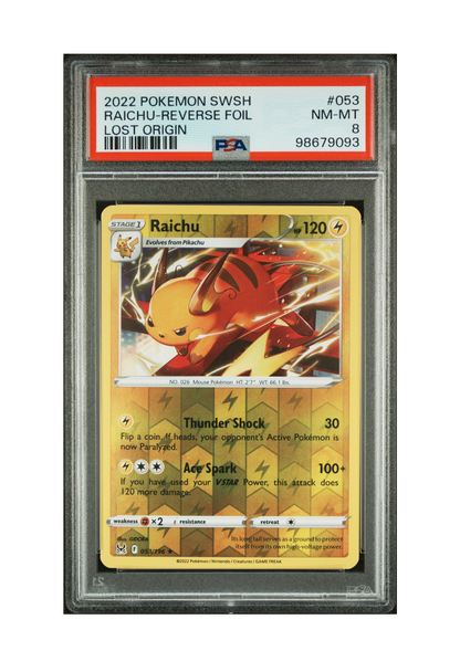RAICHU REVERSE HOLO 053/196 PSA NM-MT 8 - Lost Origin 2022