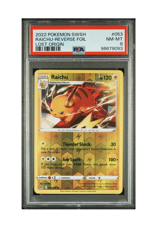 RAICHU REVERSE HOLO 053/196 PSA NM-MT 8 - Lost Origin 2022