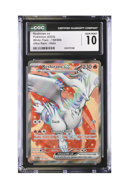 RESHIRAM EX UR 158/086 CGC GEM MINT 10 - White Flare 2025