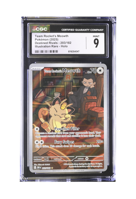 TEAM ROCKET’S MEOWTH IR 203/182 CGC MINT 9 - Destined Rivals 2025