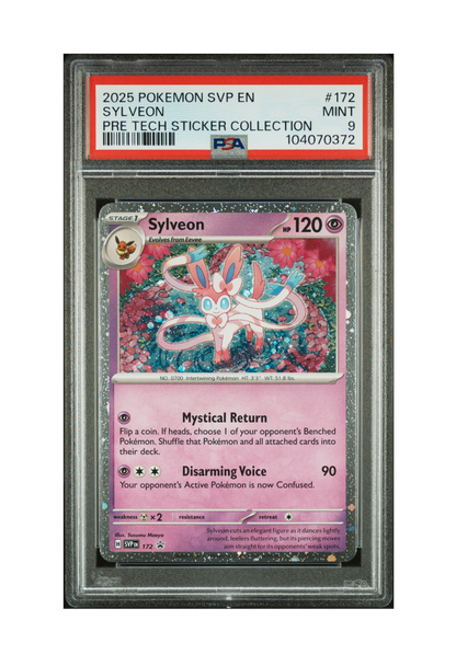 SYLVEON PROMO SVP172 PSA MINT 9 - Prismatic Evolutions Tech Sticker Collection Black Star Promo 2025