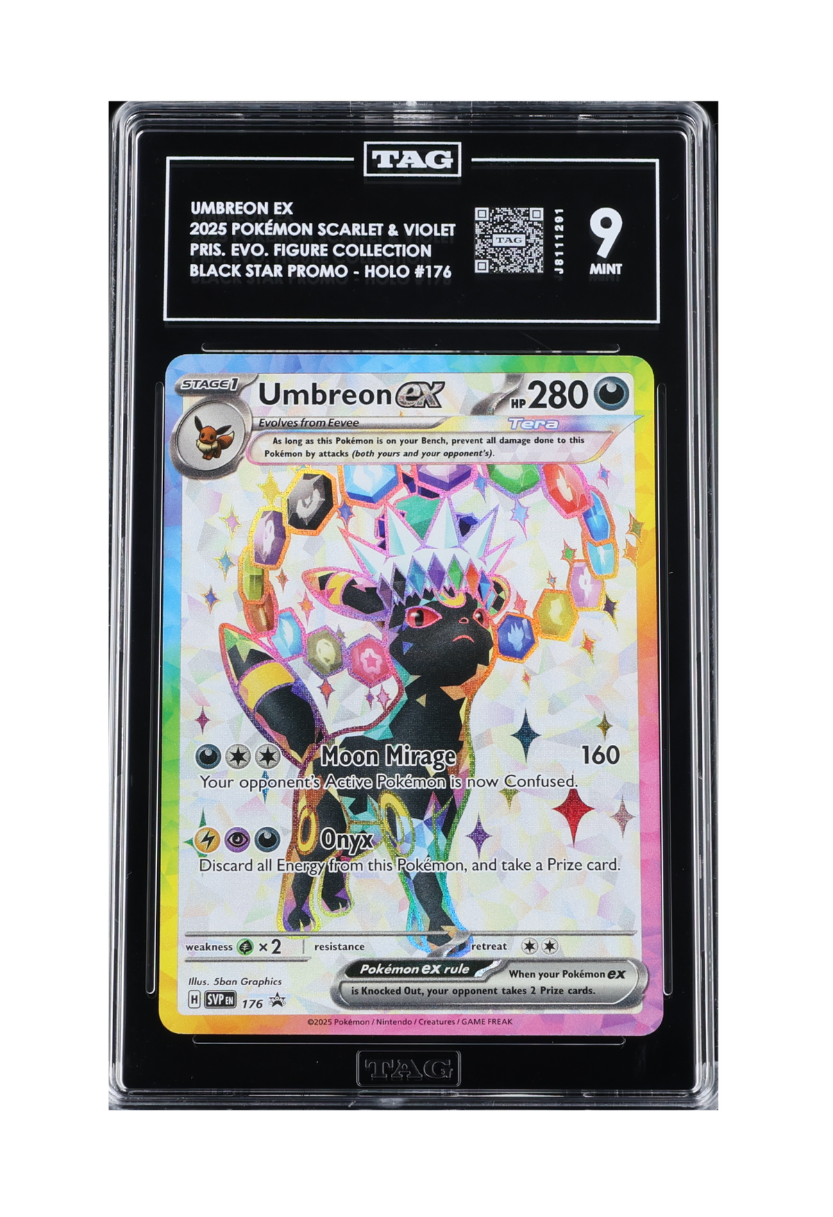 UMBREON EX PROMO SVP176 TAG MINT 9 - Prismatic Evolutions Premium Figure Collection Black Star Promo 2025