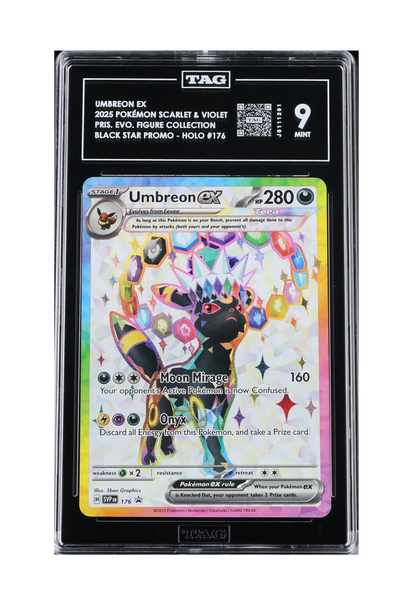 UMBREON EX PROMO SVP176 TAG MINT 9 - Prismatic Evolutions Premium Figure Collection Black Star Promo 2025