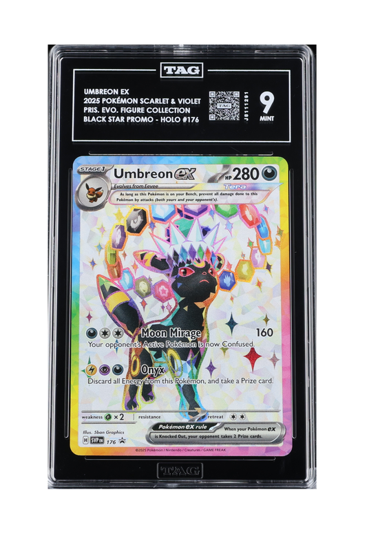 UMBREON EX PROMO SVP176 TAG MINT 9 - Prismatic Evolutions Premium Figure Collection Black Star Promo 2025