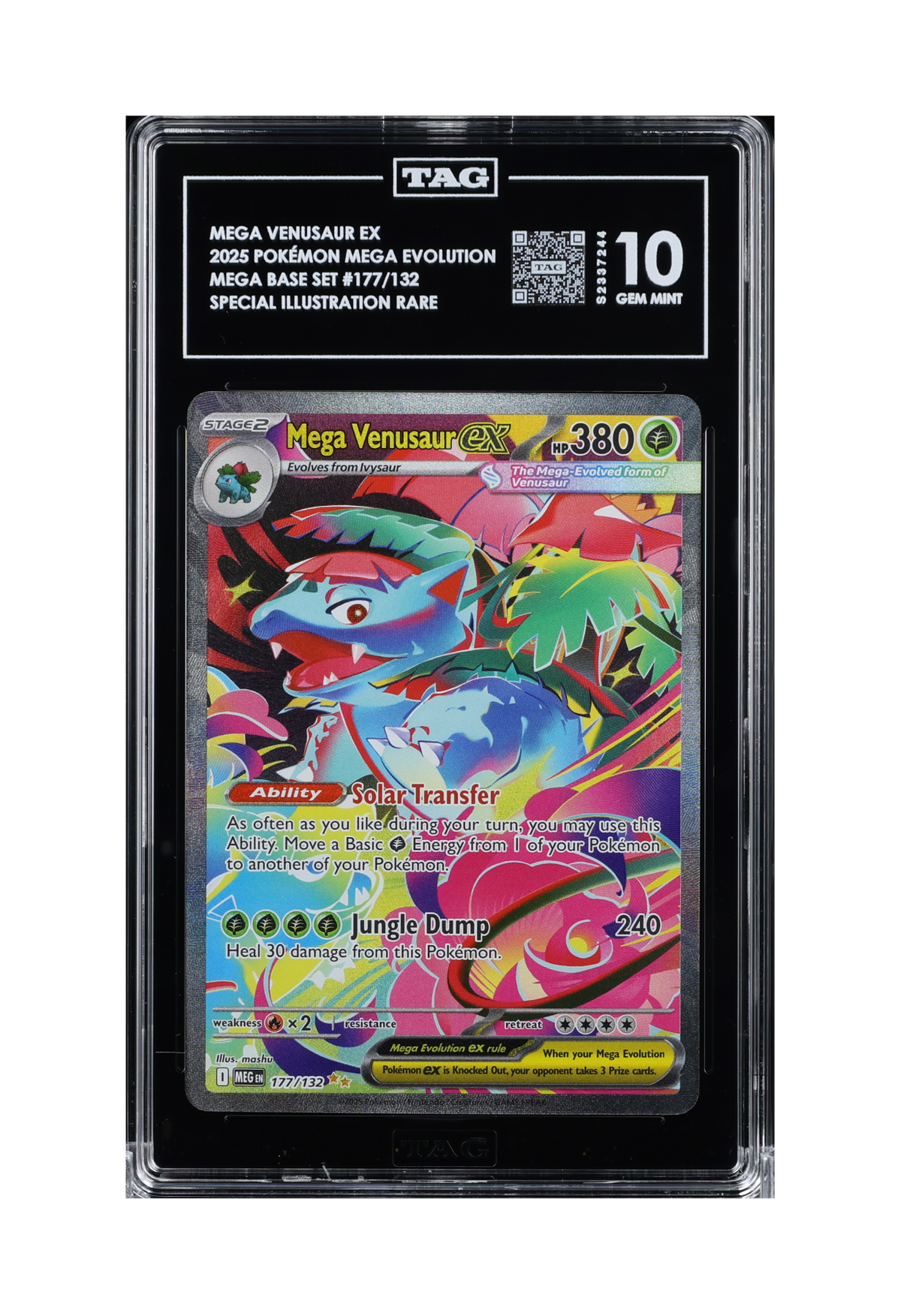 MEGA VENUSAUR EX SIR 177/132 TAG GEM MINT 10 - Mega Evolution 2025