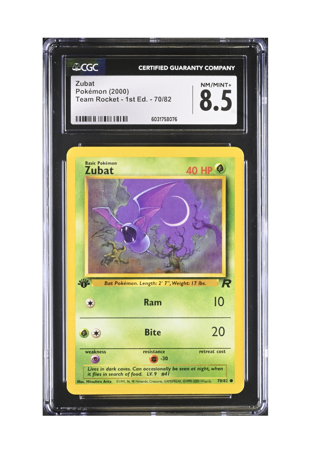 ZUBAT 70/82 (1ST EDITION) CGC NM/MINT+ 8.5 - Pokemon Team Rocket 2000
